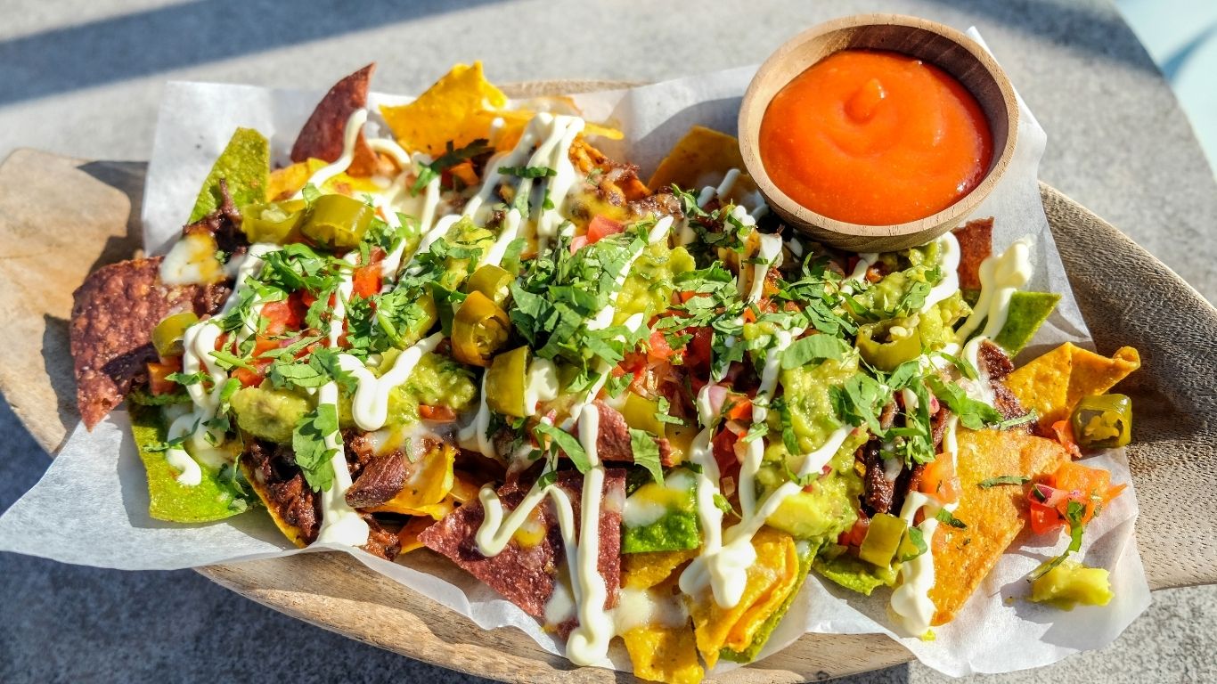 Campfire Beef Jerky Nachos with Spicy Queso